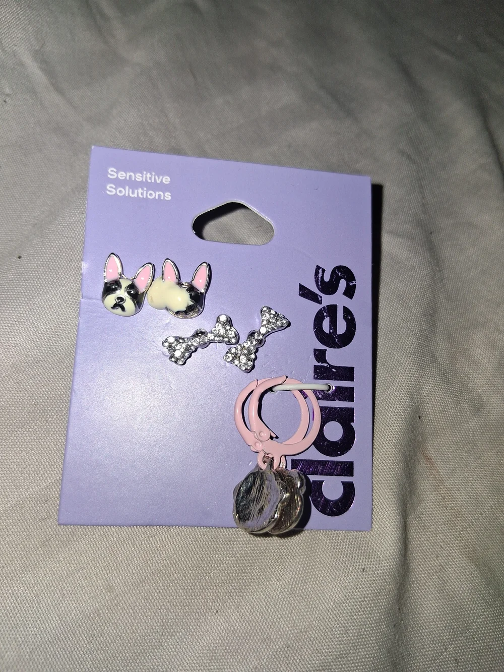 Claire's Pink Bunny & Crystal Kids Earring Set